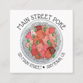Poké Hawaiian Food Raw Fish Ahi Tuna Poke Bowl Quadratische Visitenkarte (Vorderseite)