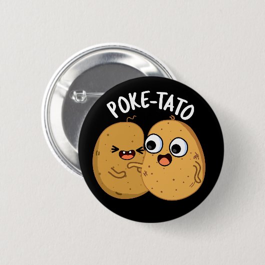Poke tato Funny Potato Pun Dark BG Button (Vorne & Hinten)