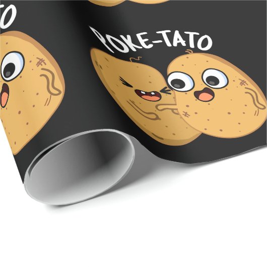 Poke tato Funny Potato Pun Dark BG Geschenkpapier (Rolleneckpunkt)