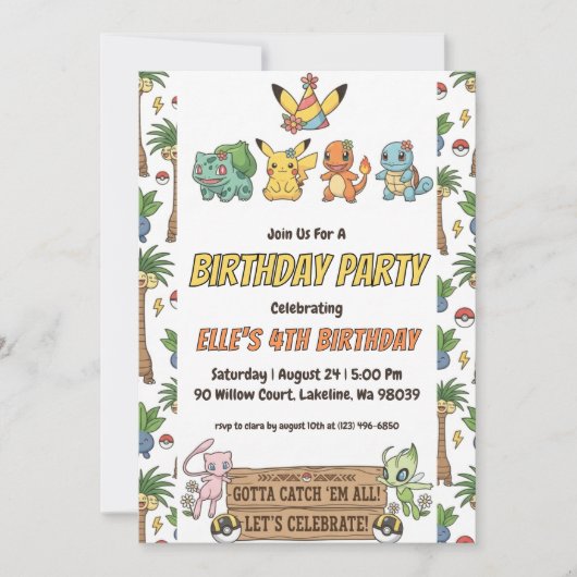 Pokémon Birthday Invitations Einladung (Vorderseite)