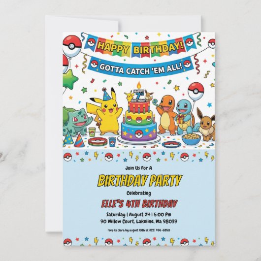 Pokémon Birthday Invitations Einladung (Vorderseite)