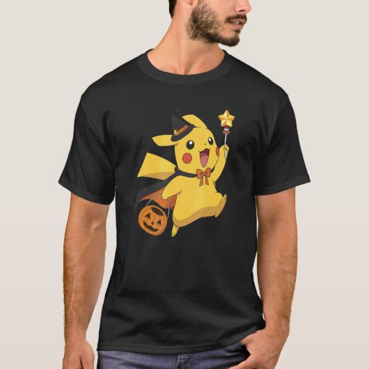 Pokémon Halloween Pikachu Trick oder Behandlung T-Shirt (Vorderseite)