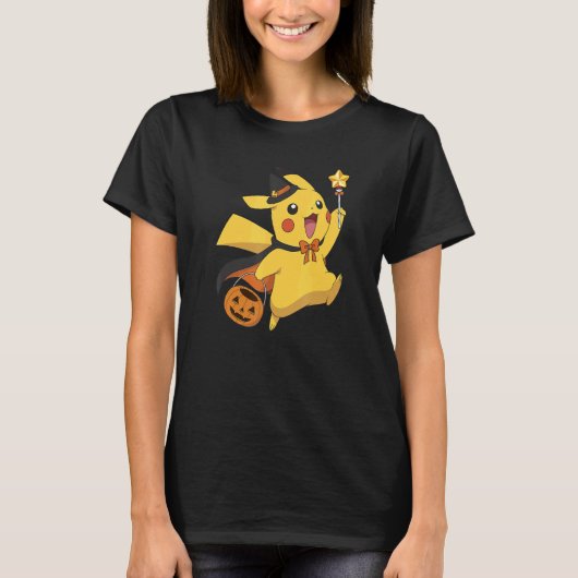 Pokémon Halloween Pikachu Trick oder Behandlung T-Shirt (Vorderseite)