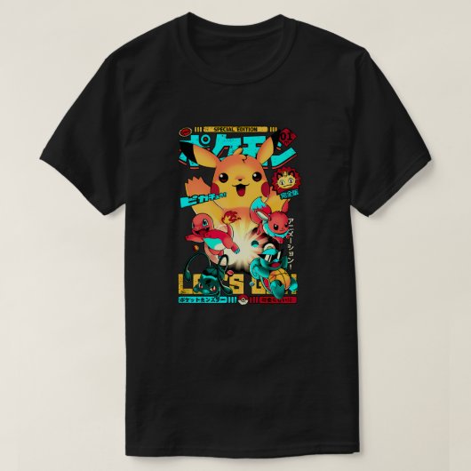 Pokémon Kanto Starters Anime Art T-Shirt (Design vorne)