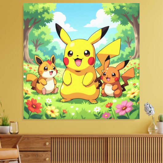 Pokémon und seine Treue Freunde Leinwanddruck (Insitu (Wohnzimmer))