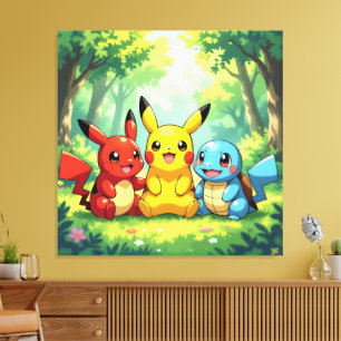 Pokémon und seine Treue Freunde Leinwanddruck