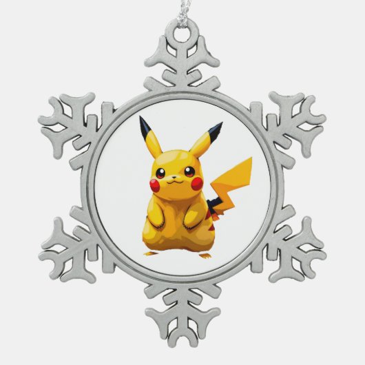Pokémon und seine Treue Freunde Schneeflocken Zinn-Ornament (Vorderseite)