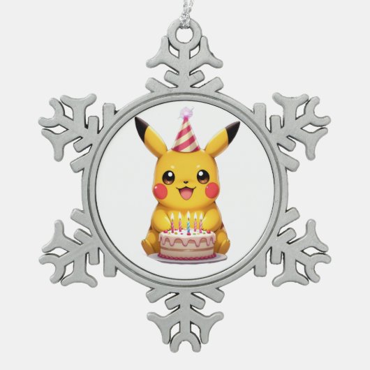 Pokémon und seine Treue Freunde Schneeflocken Zinn-Ornament (Vorderseite)