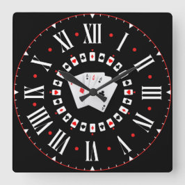 Poker Ace Of Spades With Roman Numerals Quadratische Wanduhr