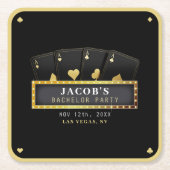 Poker Aces Black & Gold Bachelor Party Rechteckiger Pappuntersetzer (Vorderseite)