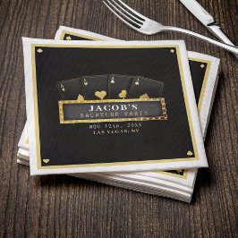 Poker Aces Black & Gold Bachelor Party Serviette