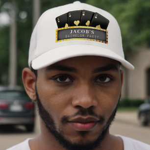 Poker Aces Black & Gold Bachelor Party Truckerkappe