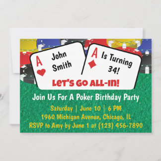 Poker Aces Geburtstagsparty Einladung