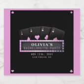 Poker Aces Pink & Black Junggeselinnen-Abschied Schaumweinetikett (Einzelnes Label)