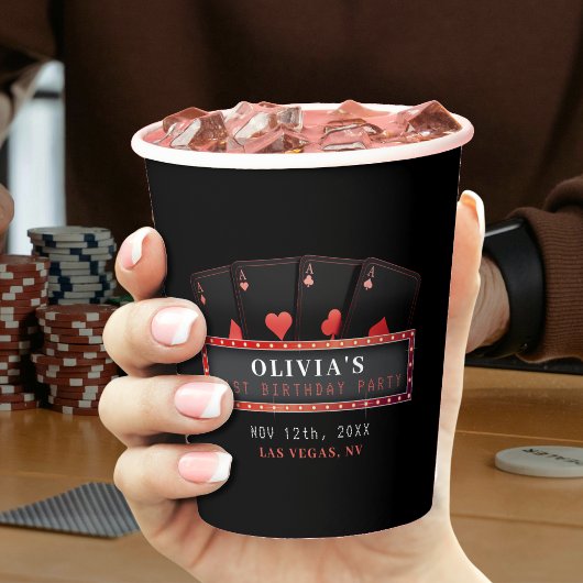 Poker Aces Red & Black 21. Geburtstag Party Pappbecher