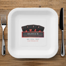 Poker Aces Red & Black 21. Geburtstag Party Weiß Pappteller