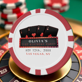 Poker Aces Red & Black 21. Geburtstag Party Weiß Pokerchips