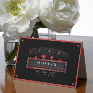 Poker Asse Rot & Schwarz 21. Geburtstagsfeier Dankeskarte