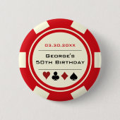Poker Birthday Chip Casino Thema Rote Creme Button (Vorderseite)
