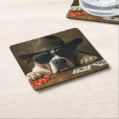 Poker Blackjack Western Pitbull Cute Rechteckiger Pappuntersetzer (angewinkelt)
