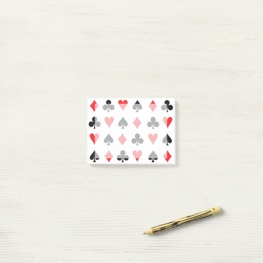 Poker-Card-Anzug mit mittlerem Hintergrund Post-it Klebezettel (Auf Schreibtisch)