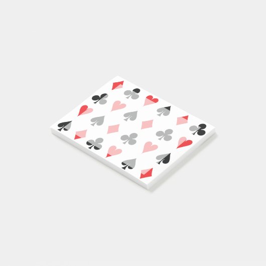 Poker-Card-Anzug mit mittlerem Hintergrund Post-it Klebezettel (angewinkelt)