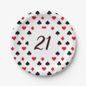 Poker Card Anzug Muster 21. Geburtstag Pappteller (Vorderseite)