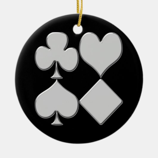 Poker Card Anzüge Weihnachtsfeier Keramikornament (Vorne)