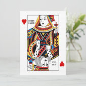 Poker Card Queen n King of Hearts Wedding Einladung (Stehend Vorderseite)