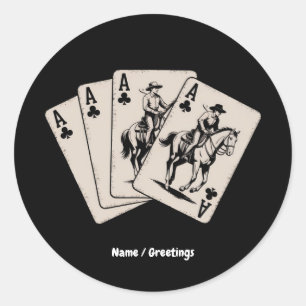 Poker Card Western Country Girl Trendy Runder Aufkleber