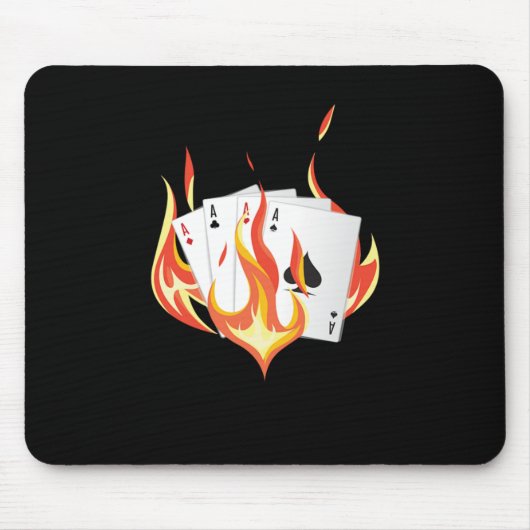 Poker Cards Ace Flame Casino Gambling Player Gesch Mousepad (Vorne)