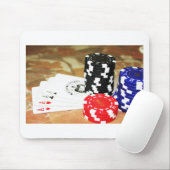 Poker Cards Aces Chips Gambling Casino Win Game Mousepad (Mit Mouse)