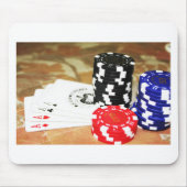 Poker Cards Aces Chips Gambling Casino Win Game Mousepad (Vorne)