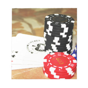 Poker Cards Aces Chips Gambling Casino Win Game Notizblock