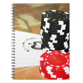 Poker Cards Aces Chips Gambling Casino Win Game Notizblock