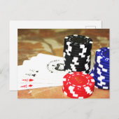 Poker Cards Aces Chips Gambling Casino Win Game Postkarte (Vorne/Hinten)