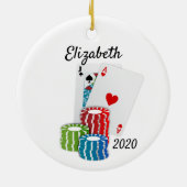 Poker Cards Casino Chips Glücksspiele Keramik Ornament (Hinten)