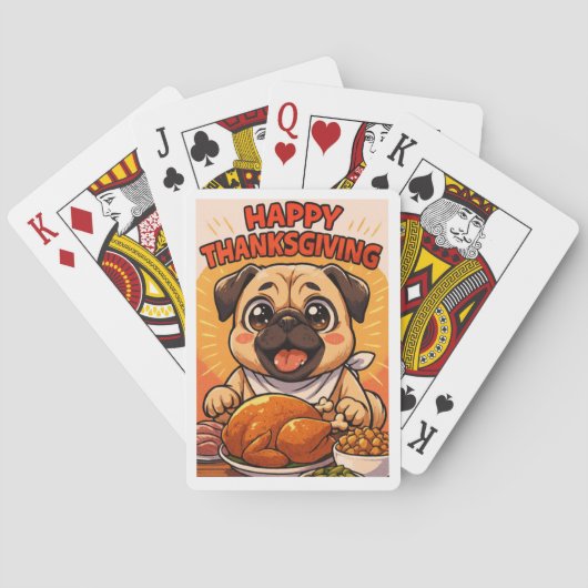 Poker Cards: Happy Thanksgiving Pug Playing Cards Spielkarten (Rückseite)