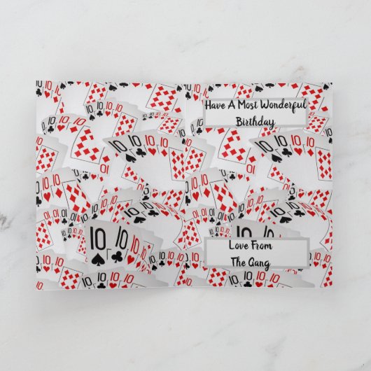 Poker Cards Number Tens Layered Birthday Card, Karte (Innenseite)