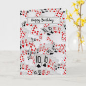 Poker Cards Number Tens Layered Birthday Card, Karte (Gelbe Blume)