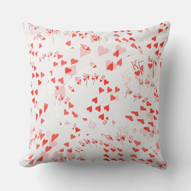 Poker Cards Royal Hearts Flush Pattern, Kissen (Vorderseite)