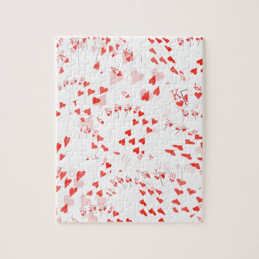 Poker Cards Royal Hearts Flush Pattern, Puzzle (Vertikal)
