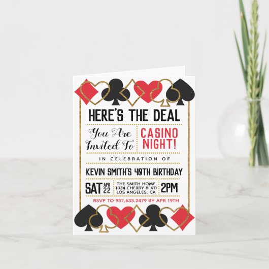 Poker Casino Einladung (Vorderseite)