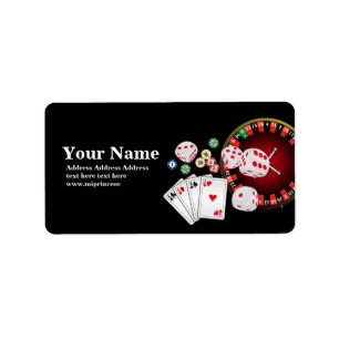 Poker, Casino, Erwachsene, Aufkleber für Rücksen Adressaufkleber