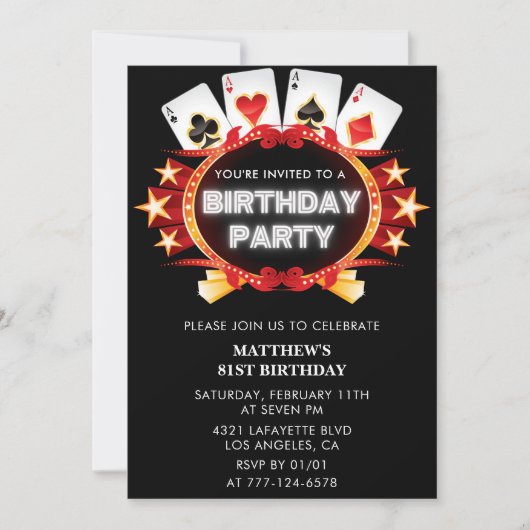 Poker Casino Spielkarte 81. Einladung (Vorderseite)