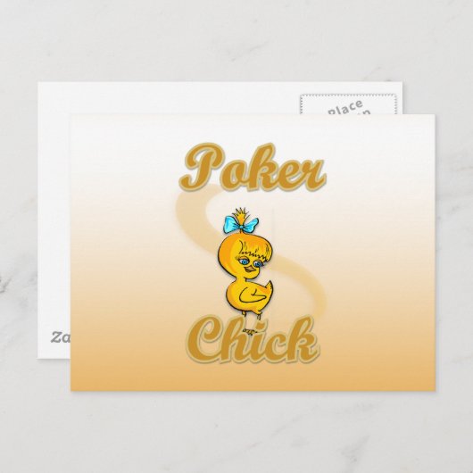Poker Chick Postkarte (Vorne/Hinten)