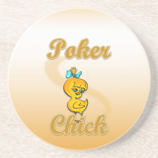 Poker Chick Sandstein Untersetzer (Vorne)
