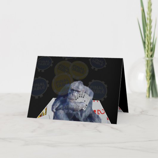 Poker Chimp Champion 3D Effect Birthday Card Karte (Vorderseite)