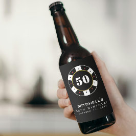 Poker Chip 50. Geburtstagsparty Black Bierflaschenetikett