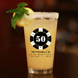 Poker Chip 50. Geburtstagsparty Glas
